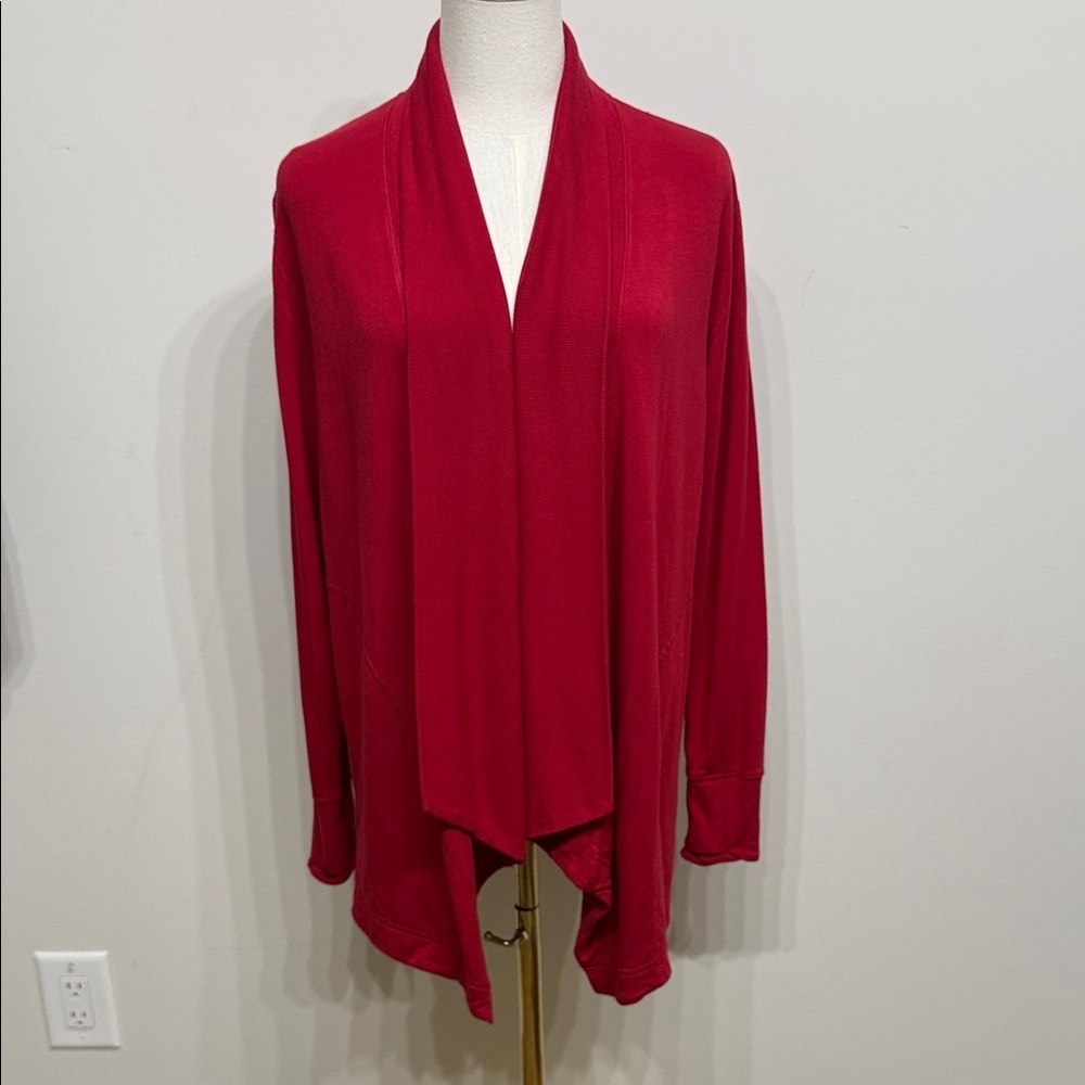 Athleta Size XS Pranayama Women's Vibrant Red Drape Cardigan Open Front